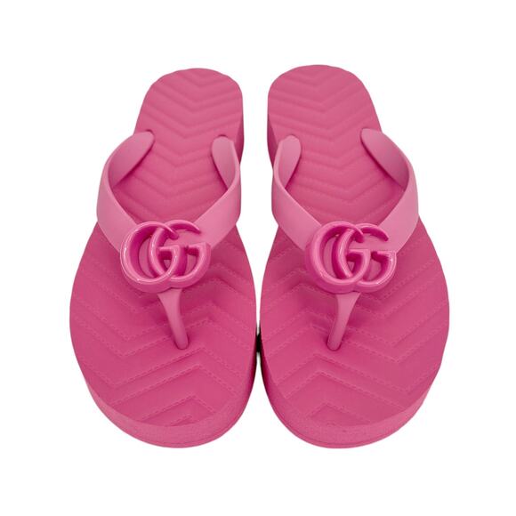 GUCCI Chevron Logo Thong Flip Flop Sandals 37 - Picture 5 of 12